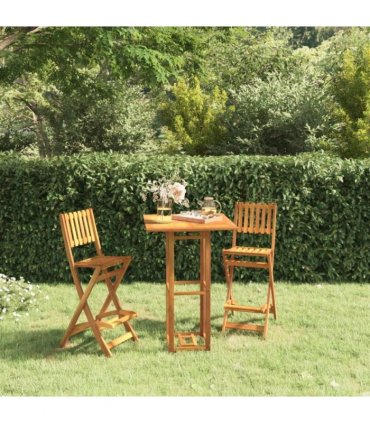 vidaXL Bar Stool | Set of 2 | Natural wood colour | Solid Acacia wood | Medium