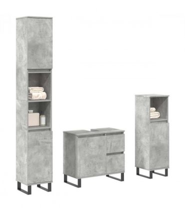 vidaXL 3 Piece Bathroom Furniture Set Concrete Grey Engineered Wood