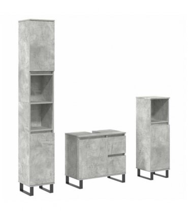 vidaXL 3 Piece Bathroom Furniture Set Concrete Grey Engineered Wood
