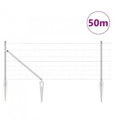 vidaXL Welded Wire Fence with Spikes 50 x 0.8 m Galvanised Steel Mesh