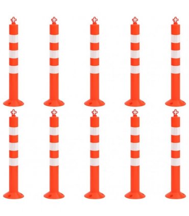 vidaXL Traffic Control Bollards 10 pcs with Chain 75 cm PE