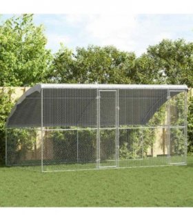 vidaXL Chicken Cage 2 pcs Silver 400 x 200 x 200 cm Galvanised Steel
