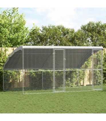 vidaXL Chicken Cage 2 pcs Silver 400 x 200 x 200 cm Galvanised Steel