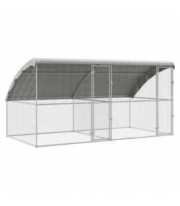 vidaXL Chicken Cage 2 pcs Silver 400 x 200 x 200 cm Galvanised Steel