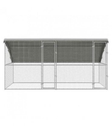 vidaXL Chicken Cage 2 pcs Silver 400 x 200 x 200 cm Galvanised Steel