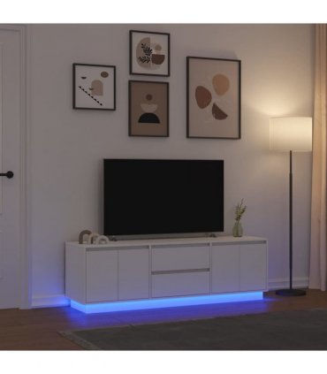 vidaXL TV Cabinet with LED Lights White 160.5x41x50 cm