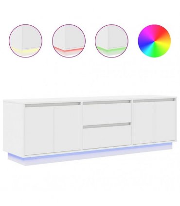 vidaXL TV Cabinet with LED Lights White 160.5x41x50 cm