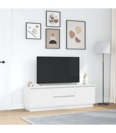 vidaXL TV Cabinet with LED Lights White 160.5x41x50 cm