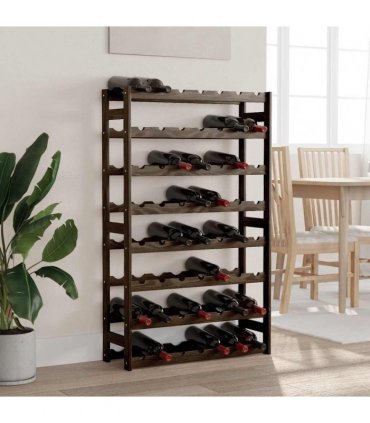 vidaXL Wine Rack for 56 Bottles Black Solid Wood Pine