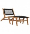 vidaXL Sun Lounger | Natural wood and black | Premium sanded teak hardwood