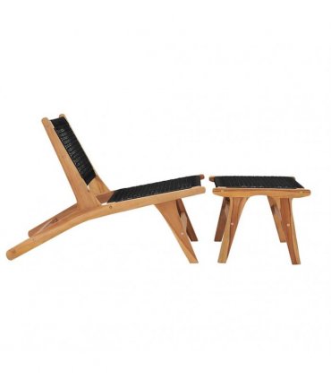 vidaXL Sun Lounger | Natural wood and black | Premium sanded teak hardwood