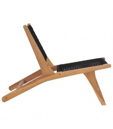 vidaXL Sun Lounger | Natural wood and black | Premium sanded teak hardwood