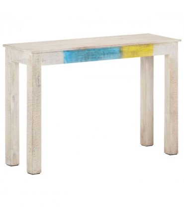 vidaXL Console Table White 115x35x77 cm Rough Mango Wood