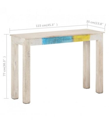 vidaXL Console Table White 115x35x77 cm Rough Mango Wood