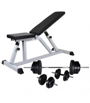 vidaXL Workout Bench with Barbell and Dumbbell Set 60.5 kg