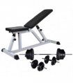 vidaXL Workout Bench with Barbell and Dumbbell Set 60.5 kg