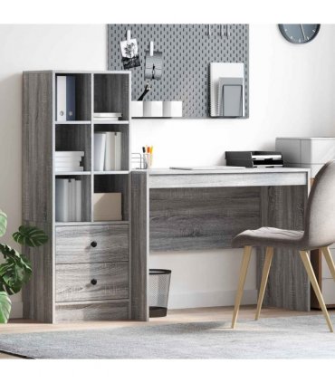 vidaXL Desk with Drawer 2 pcs Grey Sonoma