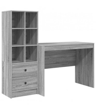 vidaXL Desk with Drawer 2 pcs Grey Sonoma