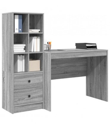 vidaXL Desk with Drawer 2 pcs Grey Sonoma