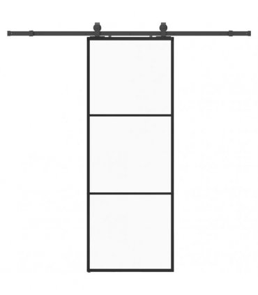 vidaXL Sliding Door with Hardware Set Black 76x205 cm ESG Glass