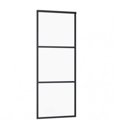 vidaXL Sliding Door with Hardware Set Black 76x205 cm ESG Glass