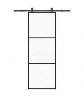 vidaXL Sliding Door with Hardware Set 76x205 cm ESG Glass&Aluminium