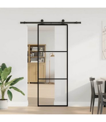 vidaXL Sliding Door with Hardware Set 76x205 cm ESG Glass&Aluminium