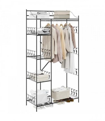 vidaXL Open Wardrobe with Shelf Black 101 x 43 x 188 cm Steel