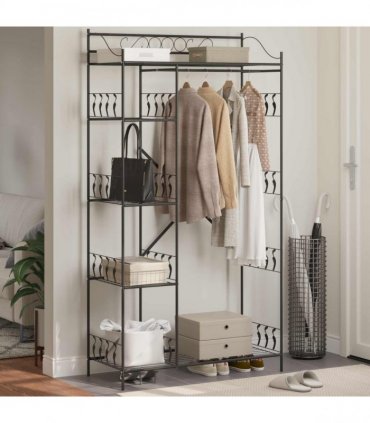 vidaXL Open Wardrobe with Shelf Black 101 x 43 x 188 cm Steel