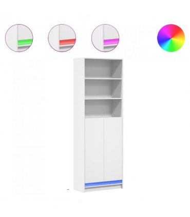 vidaXL Highboard with LED White 69x32.5x200 cm Engineered Wood
