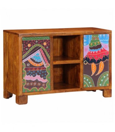 vidaXL Sideboard Multicolour 90x35x60 Solid Wood Acacia