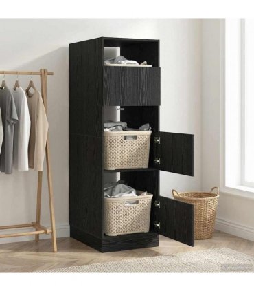 vidaXL Laundry Cabinet Black Oak 50 x 68 x 162 cm Engineered wood
