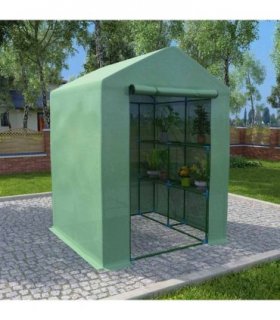 vidaXL Greenhouse | Green | Polyethylene mesh fabric | Large | Shelving