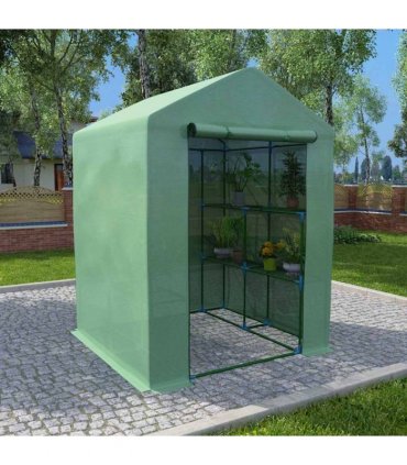 vidaXL Greenhouse | Green | Polyethylene mesh fabric | Large | Shelving