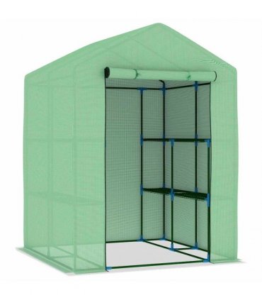 vidaXL Greenhouse | Green | Polyethylene mesh fabric | Large | Shelving