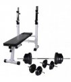 vidaXL Workout Bench with Weight Rack, Barbell and Dumbbell Set 60.5kg