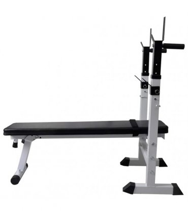 vidaXL Workout Bench with Weight Rack, Barbell and Dumbbell Set 60.5kg
