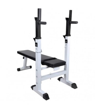vidaXL Workout Bench with Weight Rack, Barbell and Dumbbell Set 60.5kg