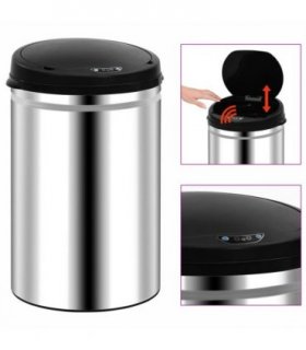 vidaXL Automatic Sensor Dustbin 30 L Stainless Steel