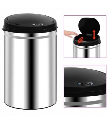 vidaXL Automatic Sensor Dustbin 30 L Stainless Steel