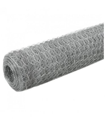 vidaXL Chicken Wire Fence Galvanised Steel 25x1.2 m Silver