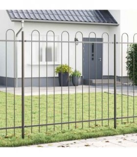 vidaXL Garden Fence 2 pcs Grey 3.4 x 1.5 m Powder-coated Steel