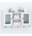 White MDF Wall Cabinet Display Shelf Book/DVD/Glass Storage
