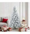 vidaXL Artificial Hinged Christmas Tree Snow Flocked White 180 cm