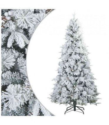 vidaXL Artificial Hinged Christmas Tree Snow Flocked White 180 cm