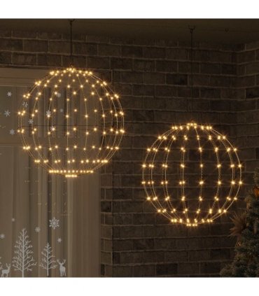vidaXL Ball with 384 LEDs 2 pcs Warm white 59.5 x 59.5 x 63 cm Metal