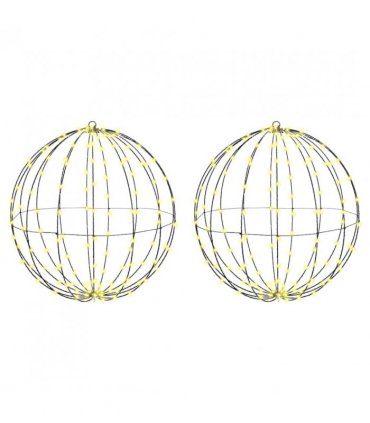 vidaXL Ball with 384 LEDs 2 pcs Warm white 59.5 x 59.5 x 63 cm Metal