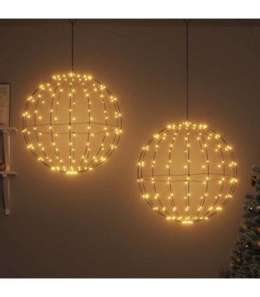 vidaXL Ball with 384 LEDs 2 pcs Warm white 59.5 x 59.5 x 63 cm Metal