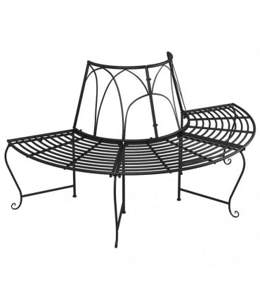 vidaXL Tree Bench | Black | Steel | Medium | Durable | Half Round Tree Bench