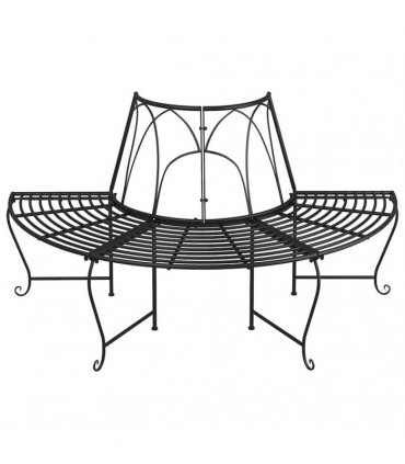 vidaXL Tree Bench | Black | Steel | Medium | Durable | Half Round Tree Bench